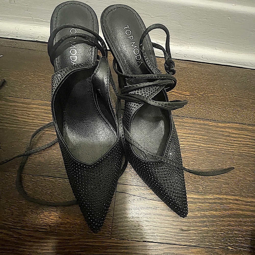 Top Moda Black Glitter Heels